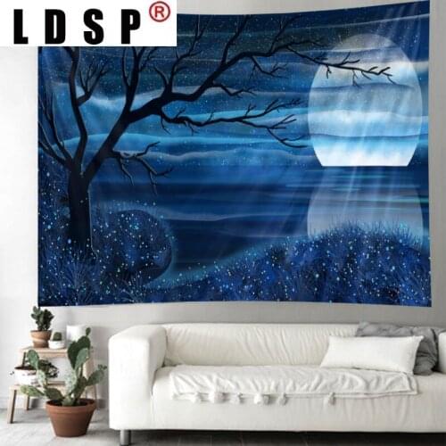 LDSP Light Moon Reflection In Water Tapestry Wall Hanging Wall Covering Rugs Background Cloth Beach Mat Blanket Art Home Decor
