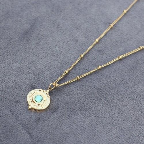 Fashion necklace Women girl Natural stone Pendant Necklace Stainless Steel Female Gothic Streetwear Chain Necklace