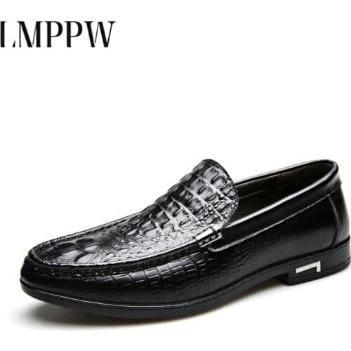 Fashion Leather Mens Casual Shoes High Quality Men Soft Moccasins Loafers Brand Men Flats Comfy Driving Shoes Crocodile Shoes2a