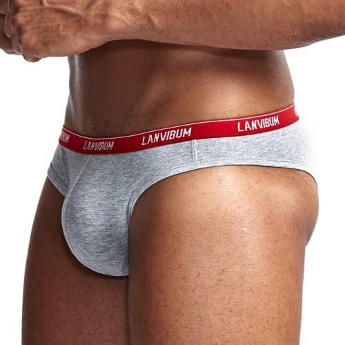 LANVIBUM Sexy Mens Bikini Underwear Briefs Gay Sissy Penis Pouch Low Waist Cotton Comfort Slim Men Small Briefs Underwear S24XBR