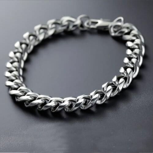 Men bracelet stainless steel male 2019 bracelets cuban link chain on hand men accessories best friend hippie men\x27s bracelet