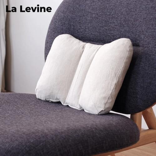 Solid Color Cushion Travel Driving Home Office Nap Student Soft Cotton Linen Blend Removable Washable Latex Particle Filler