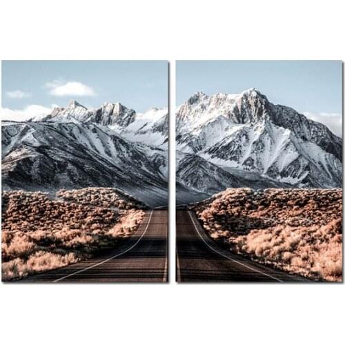 Wall Art Snow Mountain Road Canvas Painting Modern Abstract Landscape Picture Posters Print Living Room Corridor Decoration