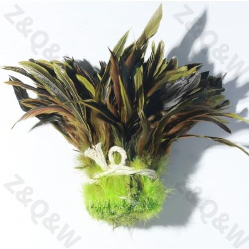 Natural 6-8 inch rooster chicken feather dyed fruit green DIY craft jewelry accessories performance costume skirt decoration