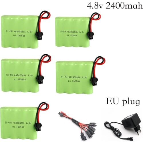 Ni-MH Battery 4.8V 2400mAh With 5 in 1 Charger For Remote Control Toys Lighting Electric Tool AA Group RC TOYS Battery Group 4.8