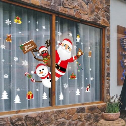 Christmas Window Stickers Glass Merry Christmas Decor For Home Christmas Wall Sticker Kids Room Wall Decals New Year Stickers