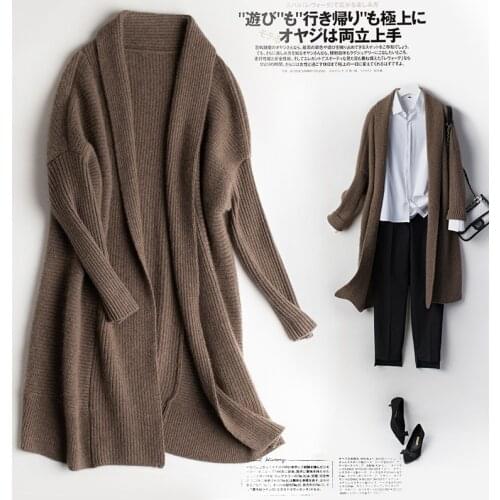 Thick coat 100% cashmere sweater jacket 2020 Winter Warm Fashoin autumn loose Real cardigan Knitted Women Cashmere coat