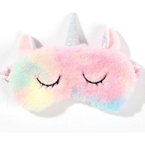 Plush Unicorn Sleeping Mask Cute Kids Eye Cover Cartoon 3D Sleep Eye Mask Travel Eye Band Shade Rest Eyepatch Eye Blindfolds