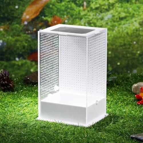 Q9QF Insect Breeding Case Reptile Transparent Feeding Box Good Ventilation Plastic Habitat for Spiders Mantises Centipedes