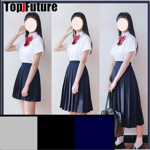 PLUS SIZE Japanese School Uniforms Girls Pleated JK Suit Black Grey navy High School Student Girls Academy Style Bottoms
