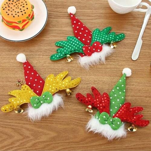 Christmas Knife Fork Holder Bags Santa Hat Elk Christmas Cutlery Holder Pocket Christmas Decorations for Home Table Navidad 2020