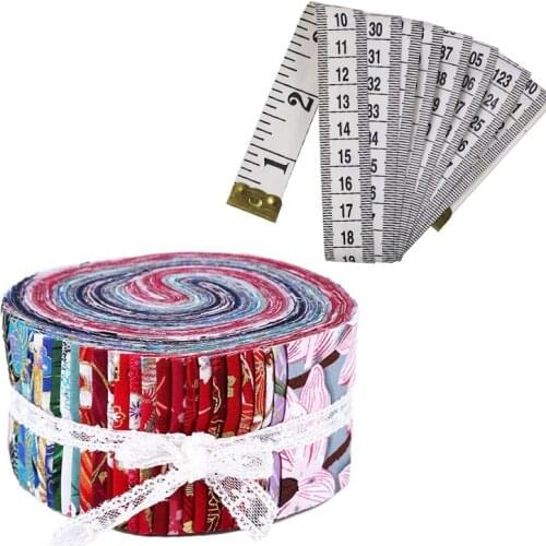 Dailylike Roll Up Cotton Fabric Quilting Strips Cotton Craft Fabric Bundle Quilting Fabric Patchwork +Tape Ruler