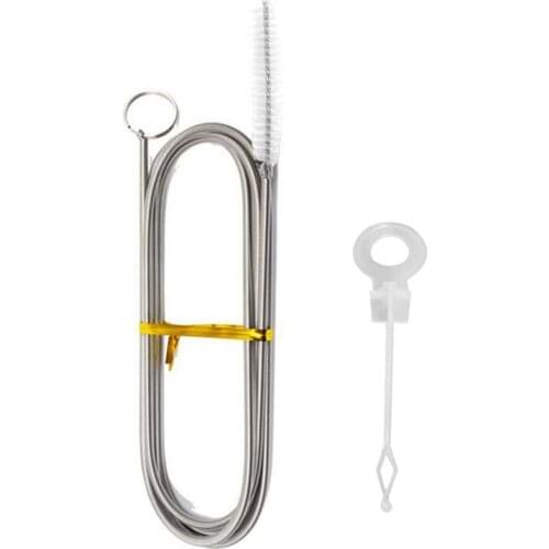 Refrigerator Cleaning Brush Stainless Steel Dredge Pipe 1.5m Dredge Brush 5.8cm With Anti-overflow Plug Drain Hole Home Cleaning