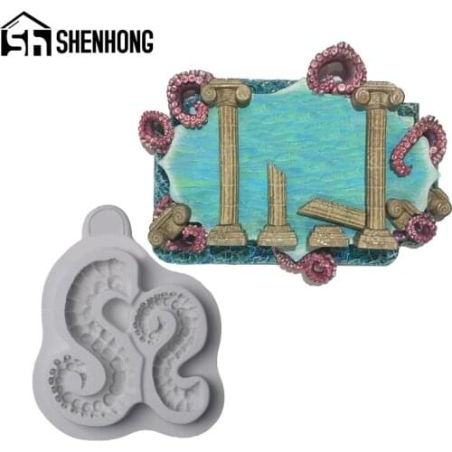SHENHONG Sea-Monster Tentacles Fondant Silicone Mold Sea Theme Cake Decorating Paste Mould Clay Craft Baking Pastry Form