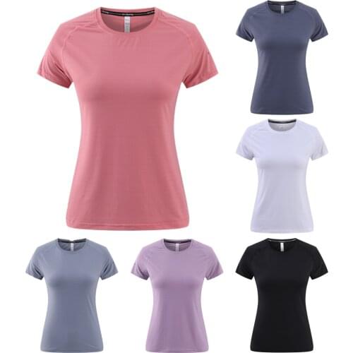 SLY02 Raglan Sleeve Sports T-Shirt Women Fitness 4 Color Choices Nylon Spandex O Neck Summer Tops For Running From Size S To XL