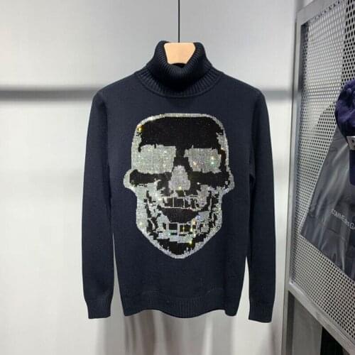 Windproof And Thick Design Slim Pullover European Brand Knit Autumn Winter Mens Turtleneck Sweater Casual Sweatshirt