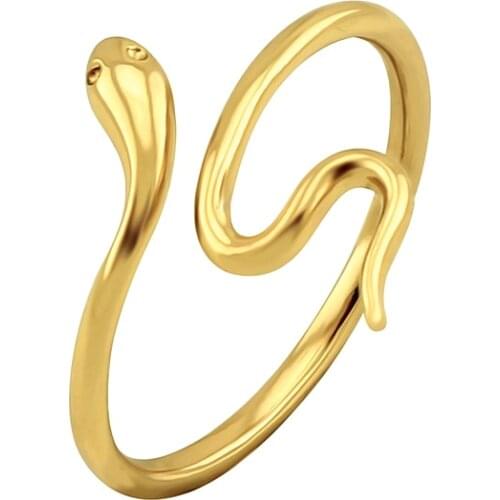 YUXINTOME 24k Gold-Plated/Silver Simple Animal Ring Women Irregular Snake-Shaped Open Rings Party Finger Small Jewelry Men Rings
