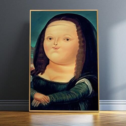 Cartoon Funny Mona Lisa Posters Famous Oil Paintings on Canvas Cute Mona Lisa Da Vinci Wall Art Pictures for Living Room