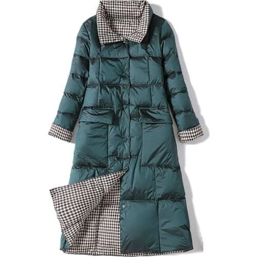 Plus size Down Jacket Women Long Warm 90% White Duck Down Abrigo Mujer Double-sided Wear Parka Overcoat Casual Womens Clothing