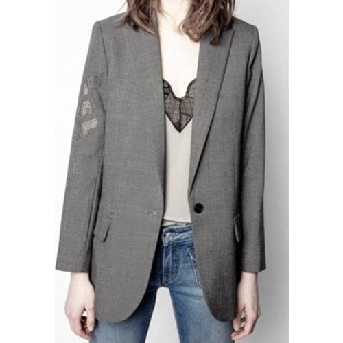 Women Coat Plaid Suit Casual Spring/Autumn Regular