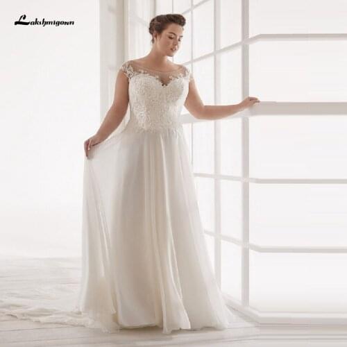 Lakshmigown Plus Size Wedding Dress 2020 Vestido Novia Vintage Chiffon Long Bridal Receipt Wedding Gowns Lace Bodice Custom Made