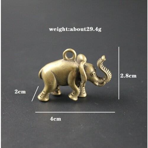 Animal Elephant Ivory Figurines Vintage Brass Keychain Pendant Jewelry Handmade Metal Car Key Chain Ring Backpack Hangings Gifts
