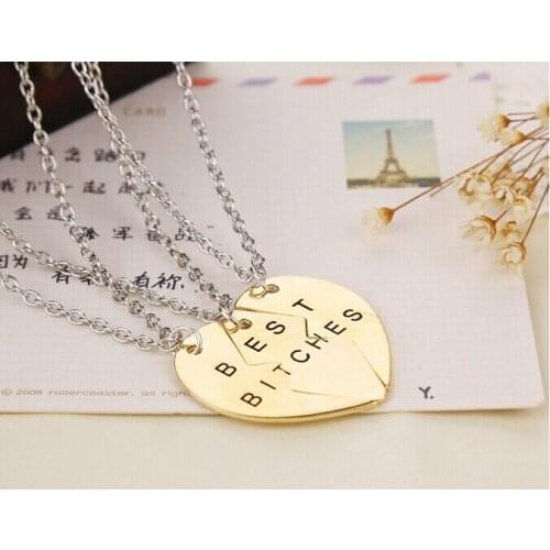 ZRM 20sets/lot Wholesale Fashion Jewelry Broken Heart 3 Parts And 2 Parts Best Bitches Pendant Necklaces