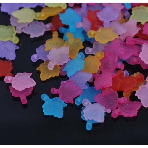 100pcs Mixed Leaf Frosted Acrylic Charms For Jewelry Making 18x13mm YKL0410