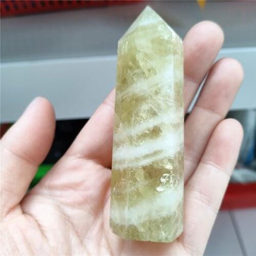 2pcs 65-75mm Hot Sale High Quality Natural Citrine Crystal Hexagon Wand Single Point Yellow Healing Stone Tower For Decoration