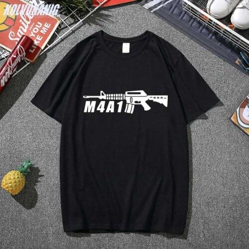 2021 New Gothic Clothes M4A1 Gun Print T Shirts Men Short Sleeve O-Neck 100%Cotton High Quality Oversized T-Shirt Harajuku
