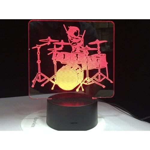 2D Acrylic Music Drum Set 3D Optical Illusion Mood Light 7 Colors Change Luminaria Lava Lamp Kids Night Light Gifts Drop Ship