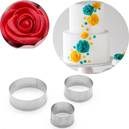 3pcs/set Stainless Steel Round Shapes Cake Fondant Cookie Cutters,Cake Decorating Tools
