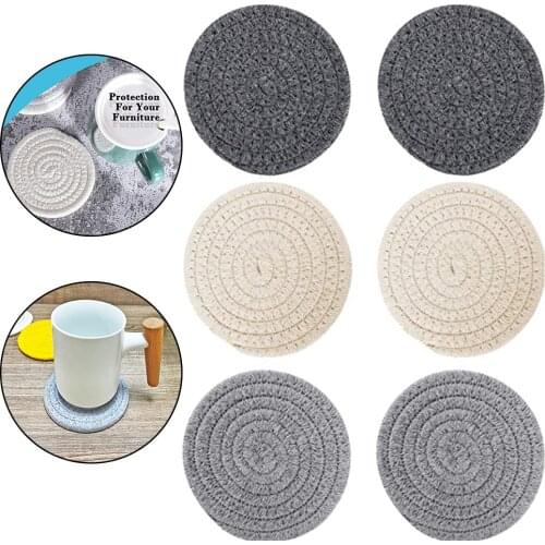 6x Nordic Cotton Rope Placemat Coaster for Drinks Cup Mat Non Slip Gift