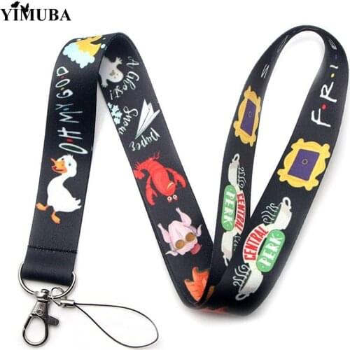 90s Classic Friends TV Show Keychain Mobile Phone Hang Rope ID Card Badge Holder Cartoon Print Webbing Key Chain Friendship Gift
