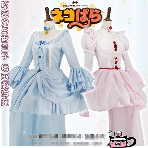 Anime! Nekopara Chocolat Vanilla Illustration Poster Dresses Lovely Lolita Uniform Cosplay Costume For Women Free Shipping