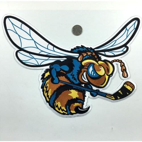 Big Angry Bee Honeybee Animal Cartoon Iron On Embroidered Clothes Patches For Clothing Stickers Garment Wholesale Decor