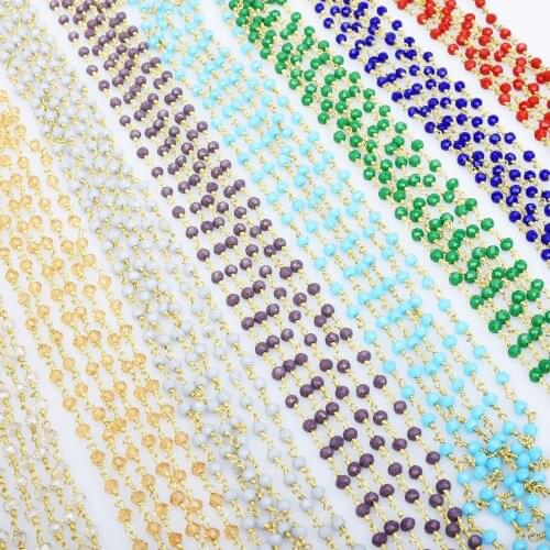 4mm Glass Bead Chain Crystal Bead Chain Rosary Chain Jewelry Chain Hand Made Necklace Chain By THE YARD
