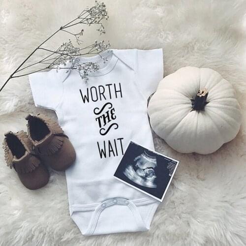 Worth The Wait Funny Baby Onesies Casual Fashion Newborn Baby Bodysuits Cotton Summer Short Sleeve Infant Boys Girls Outfits