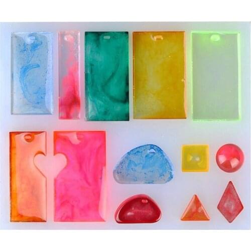 Silicone Casting Resin Molds For DIY Resin Jewelry Pendants 13 Shapes Silicone Casting Mold Tools For Clay Epoxy Resin