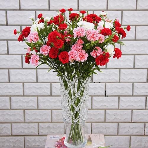 6 Head Artificial Carnation Flower Bouquet Simulation Small Carnation Fake Silk Flower Branch Home Decor Floral Festival Gift