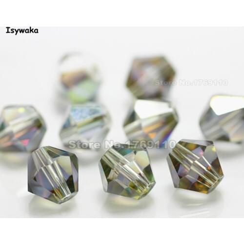 Isywaka 38pcs Hot Light Green Color 8mm Bicone Austria Crystal Beads charm Glass Beads Loose Spacer Bead for DIY Jewelry Making