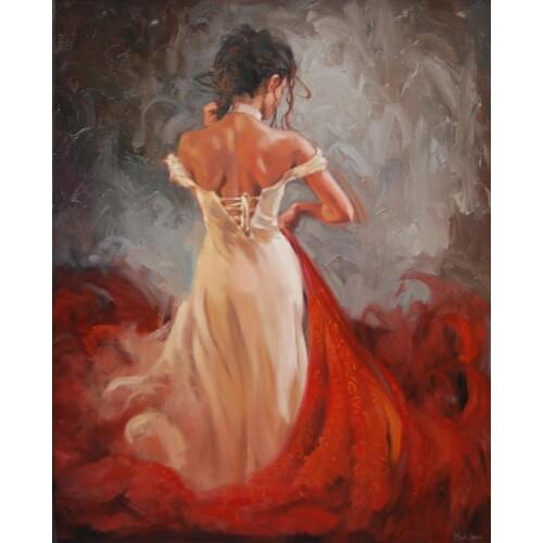 Dancing People Art Oil Painting Night Tango abstract Woman Canvas Hand painted wall decor