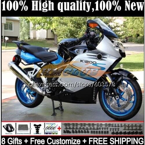 Body For BMW K 1200 S 1200S K1200S 05 06 07 08 09 10 47CL.12 K1200 S K-1200S 2005 2006 2007 2008 2009 2010 Fairing Silvery blue