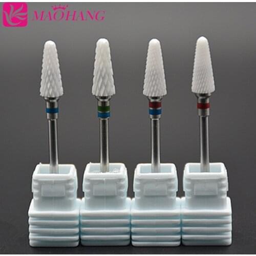 MAOHANG 4pcs/lot Pro Ceramic Mill Cutter Nail Bit White Grinding Head Electric Nail Drill Manicure Machine Files Nail Art Tools