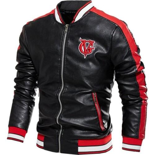 New Autumn Winter Fashion Motor Biker Leather Jackets Coat Men Vintage Style Patchwork PU Faux Embroidery Leather Jackets Male