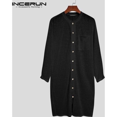 Men Pajamas Rompers Solid Color Long Sleeve Button Jumpsuits Homewear Cozy Breathable Men Thin Playsuit Nightwear INCERUN S-5XL
