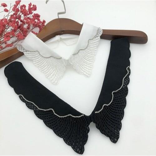 Summer Dress Blouse Tops Fake Collar Handmade Beading Women Shirt Detachable Collar False Collars Necklace Accessory