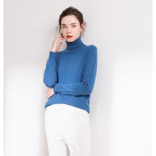 Sky blue cashmere sweaters women knitted turtleneck pull femme hiver oversized fashion autumn winter warm uppper undertakes