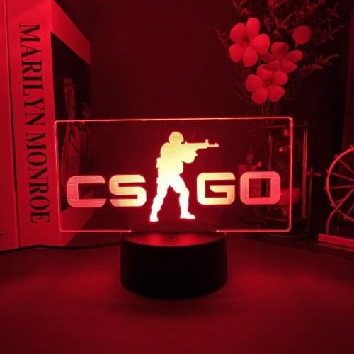 CS GO Game LOGO Night Lamps RGB Counter-Strike 3D Bedside Table Lights Birthday Gifts Bed Room Colorful Atmosphere Decoration