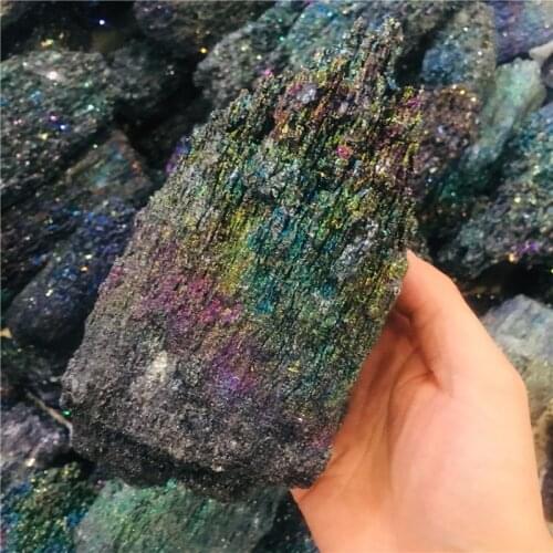 Very large Colorful Aura Malachite Ore Mineral Specimen Natural Quartz Crystal Healing Stone Desktop Ornaments Home Decor